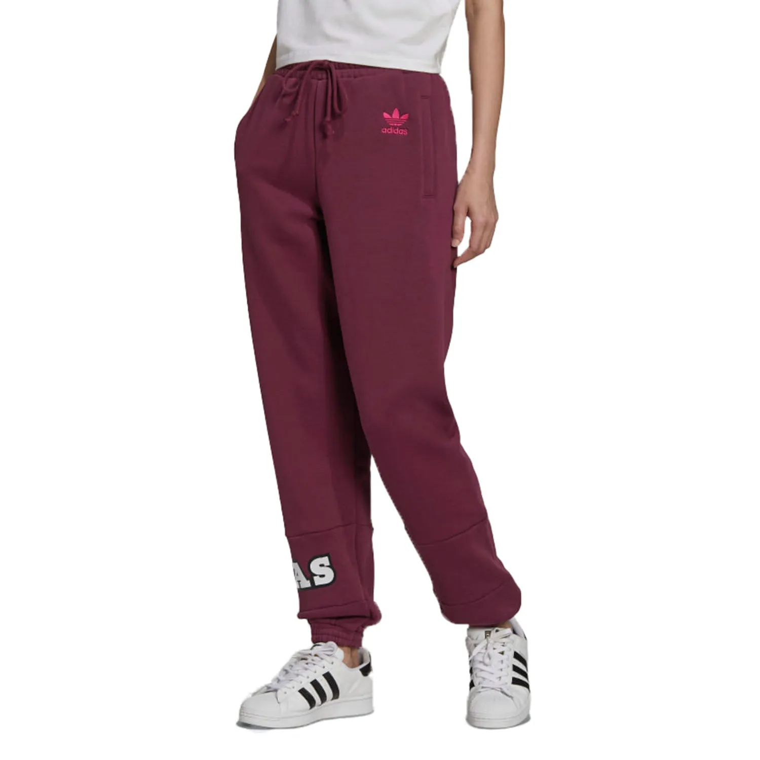 Adidas Logo Play Cuff Women's Pants Victory Crimson