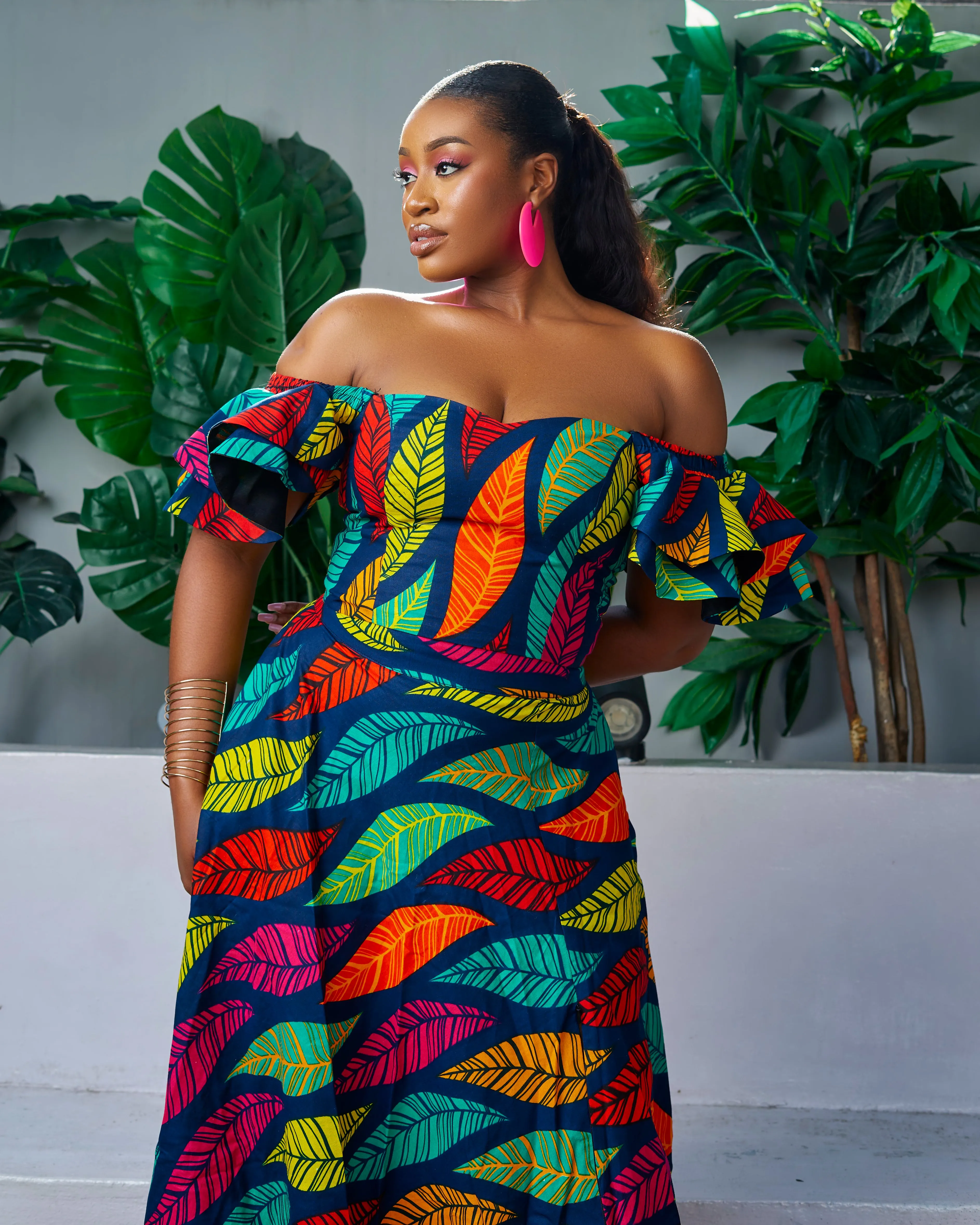 African Print Off Shoulder Crop Top/Blouse - Zarram