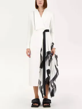 Asymmetric One-Side Pleat Ruffled Blazer Dress