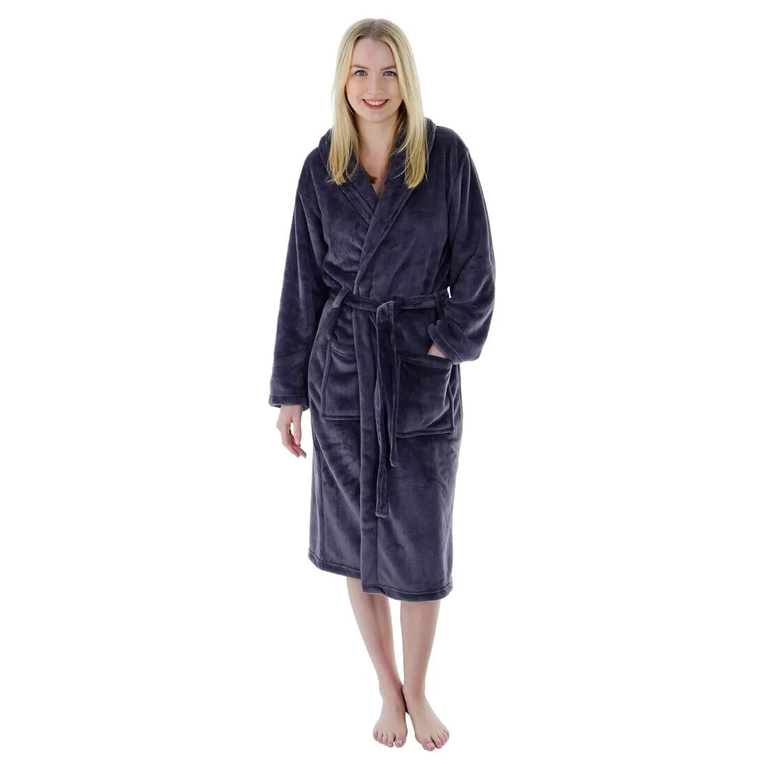 Autumn Faith Womens Deluxe Plush Robe With Pockets And Belt