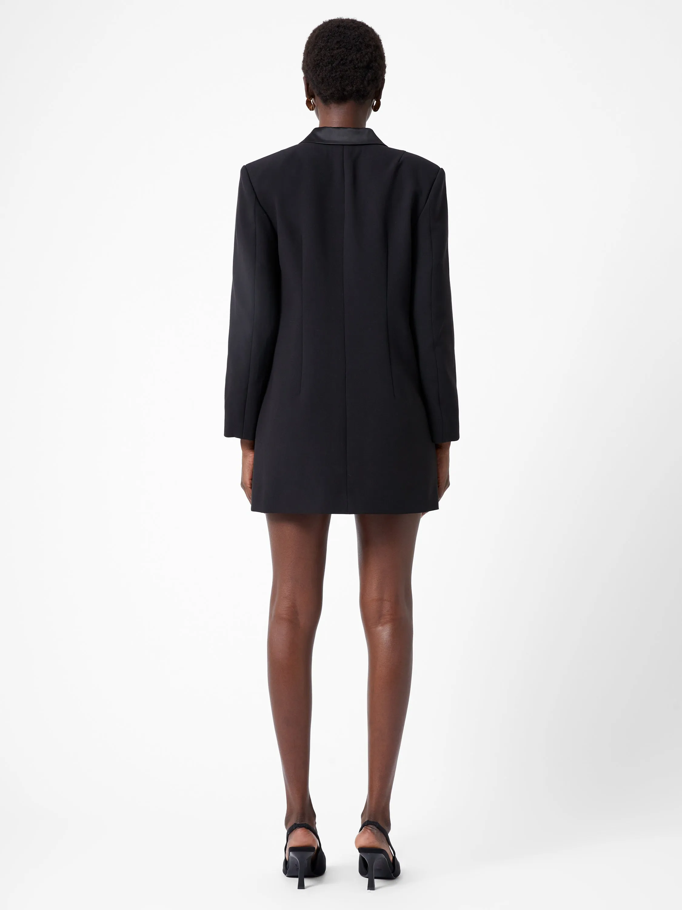 Azra Carey Satin Collar Mini Blazer Dress