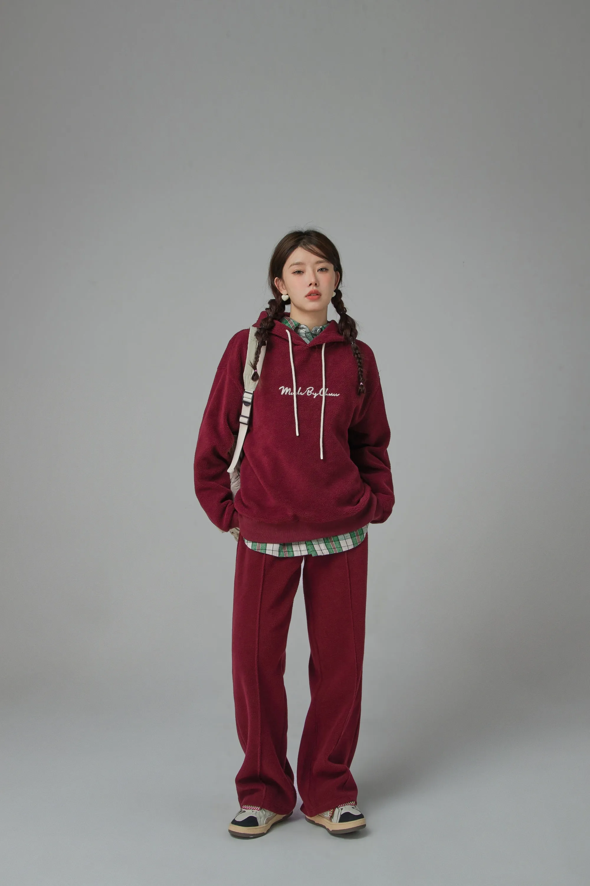 Back Hearts Fleece Wide Pants