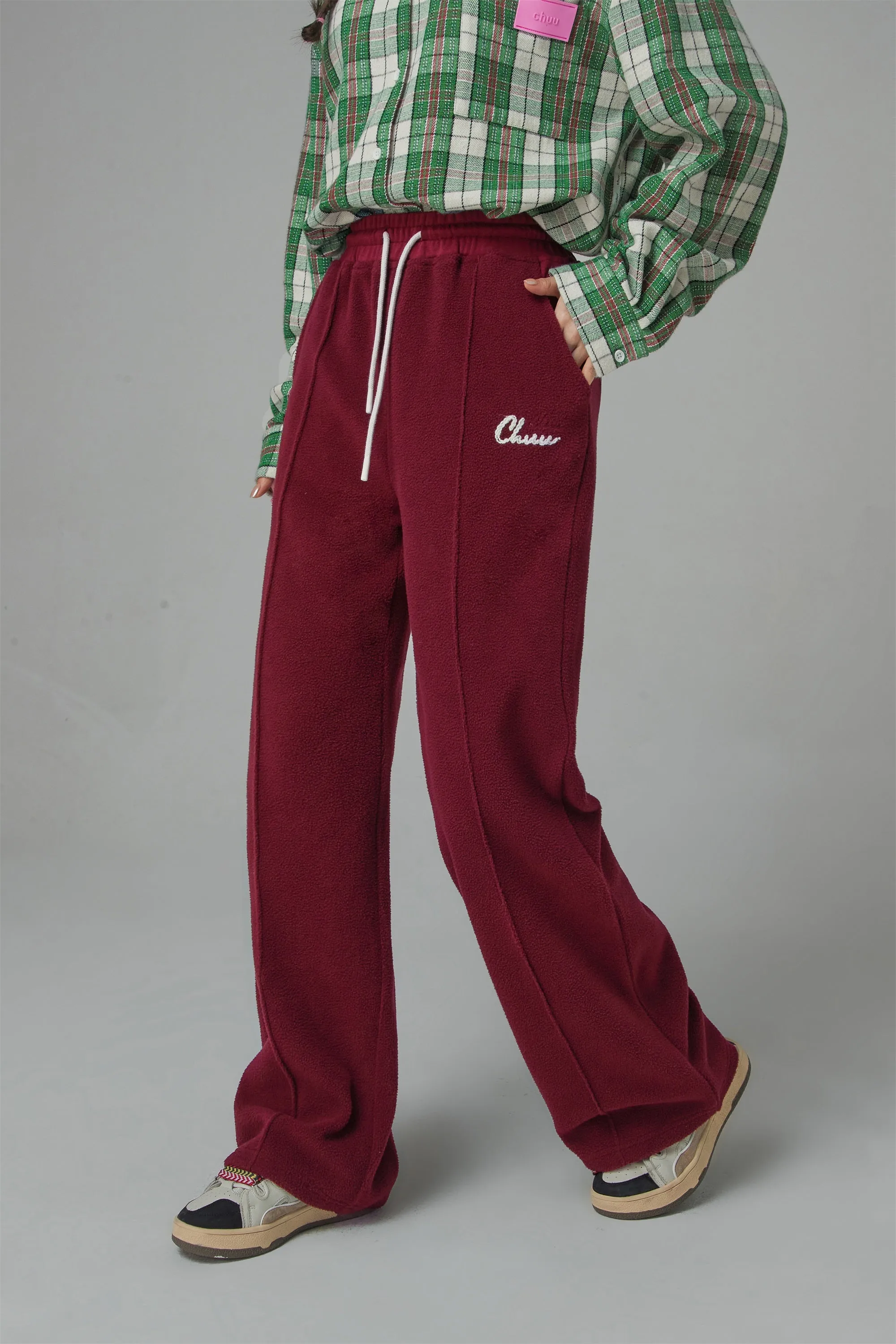 Back Hearts Fleece Wide Pants