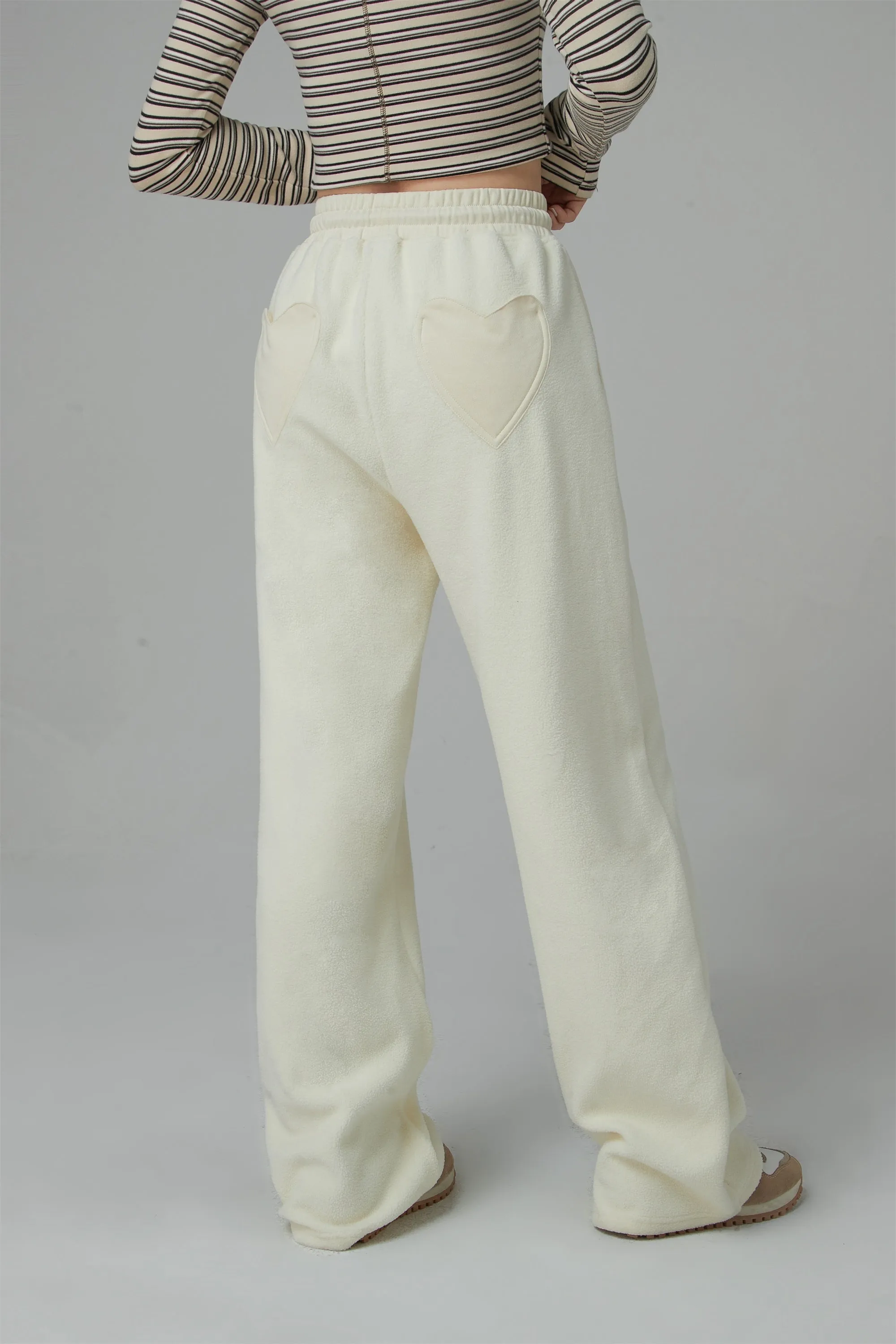 Back Hearts Fleece Wide Pants