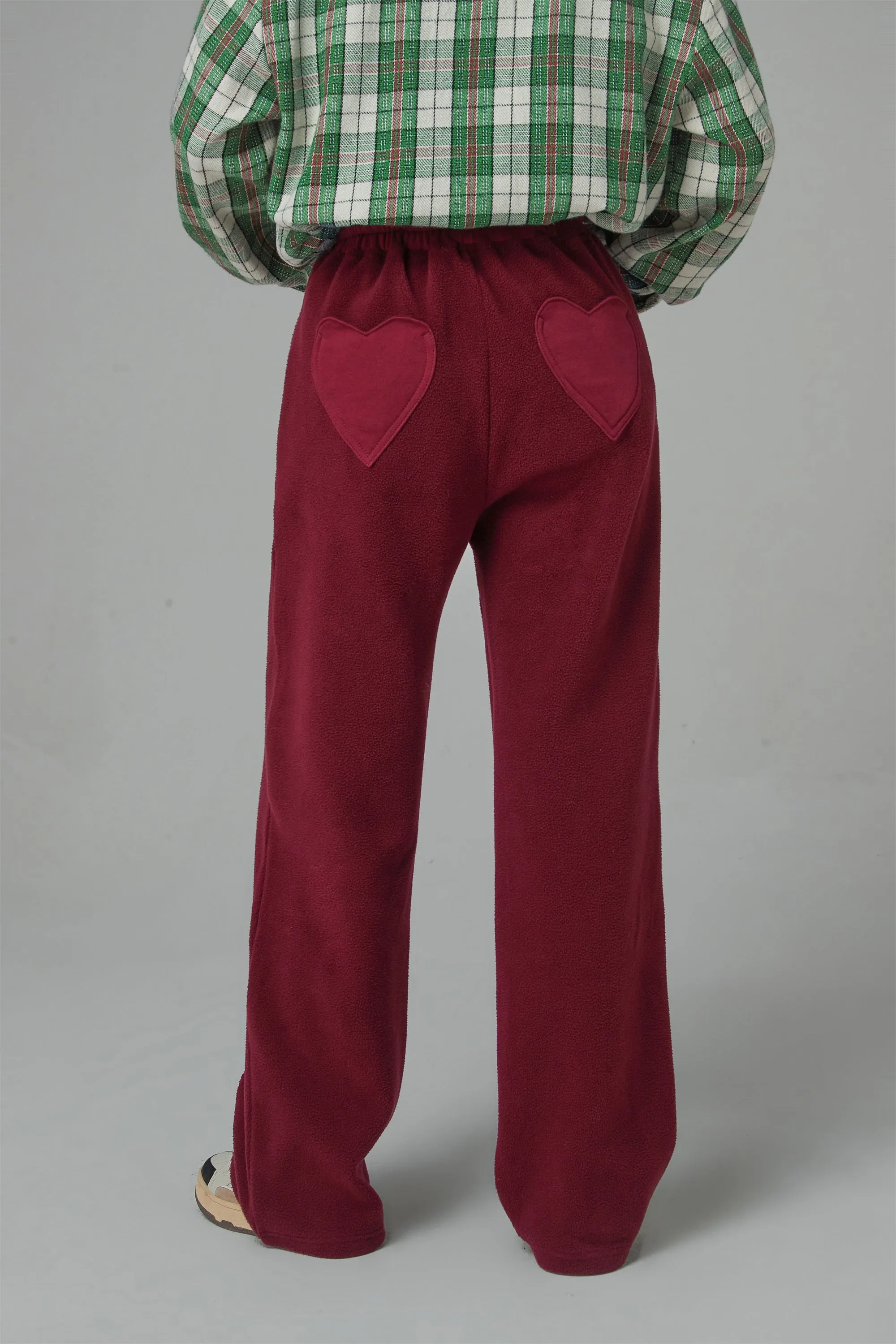 Back Hearts Fleece Wide Pants