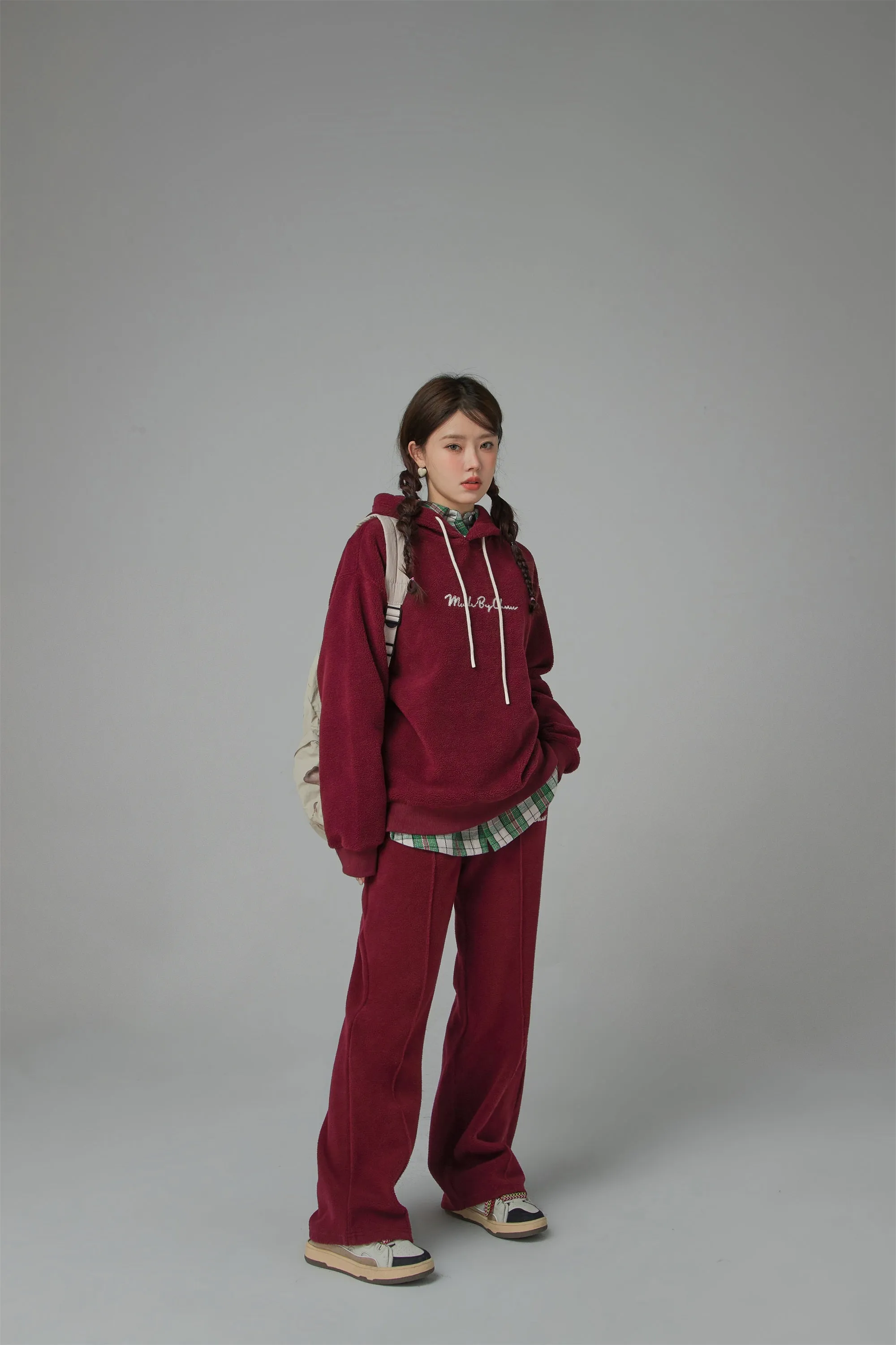 Back Hearts Fleece Wide Pants