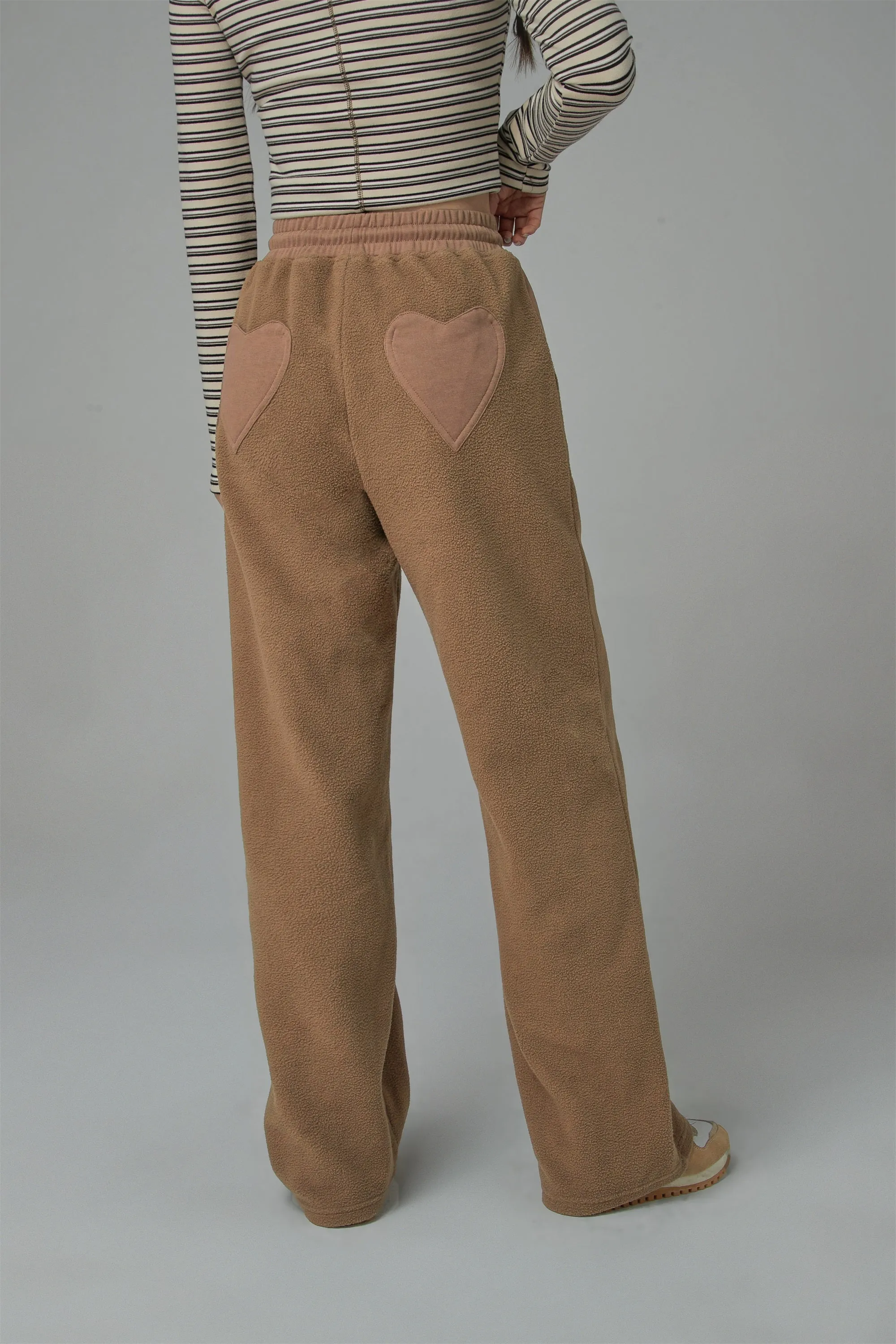 Back Hearts Fleece Wide Pants