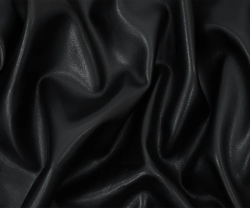 Black Famous Maker Solid Recycled Leather and Polyurethane Blend Fabric