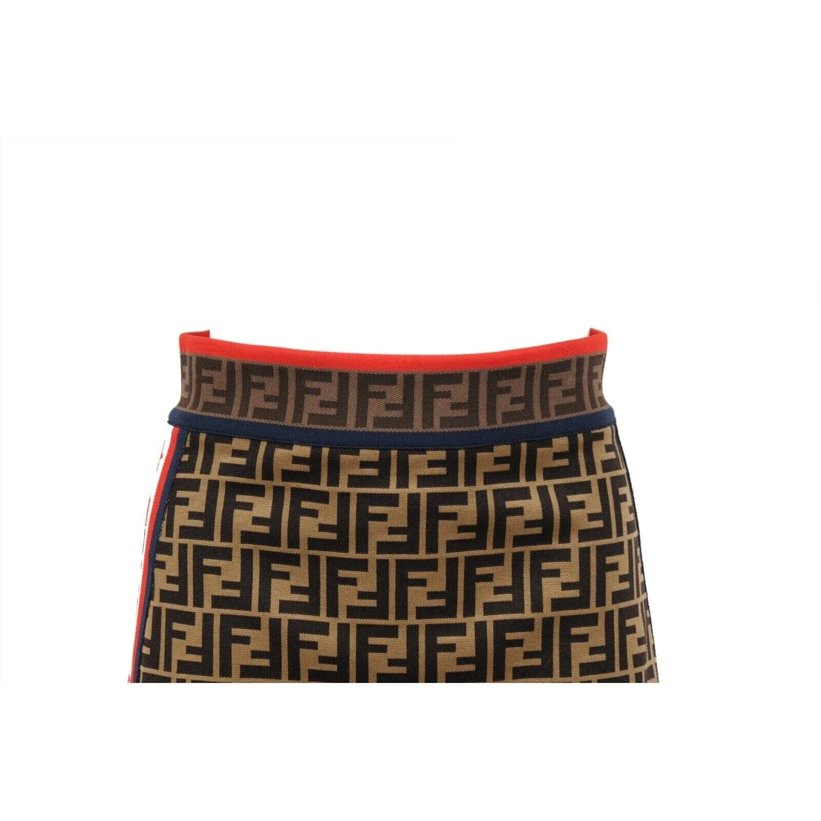 Brown FF Logo Print Midi Pencil Skirt