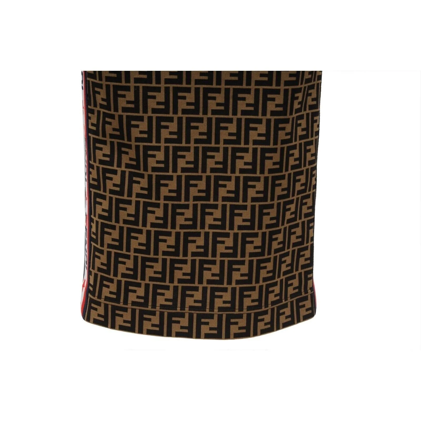 Brown FF Logo Print Midi Pencil Skirt