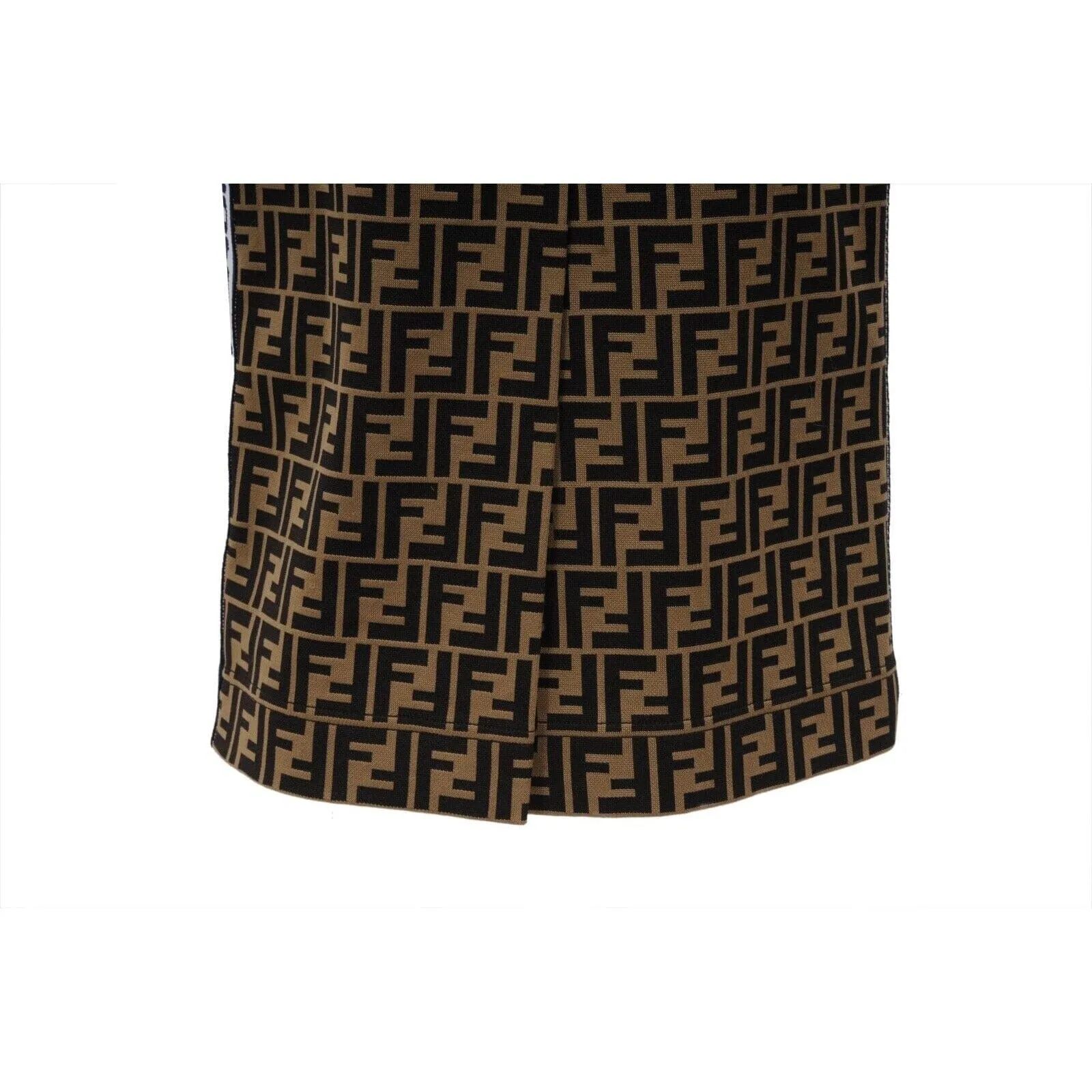 Brown FF Logo Print Midi Pencil Skirt