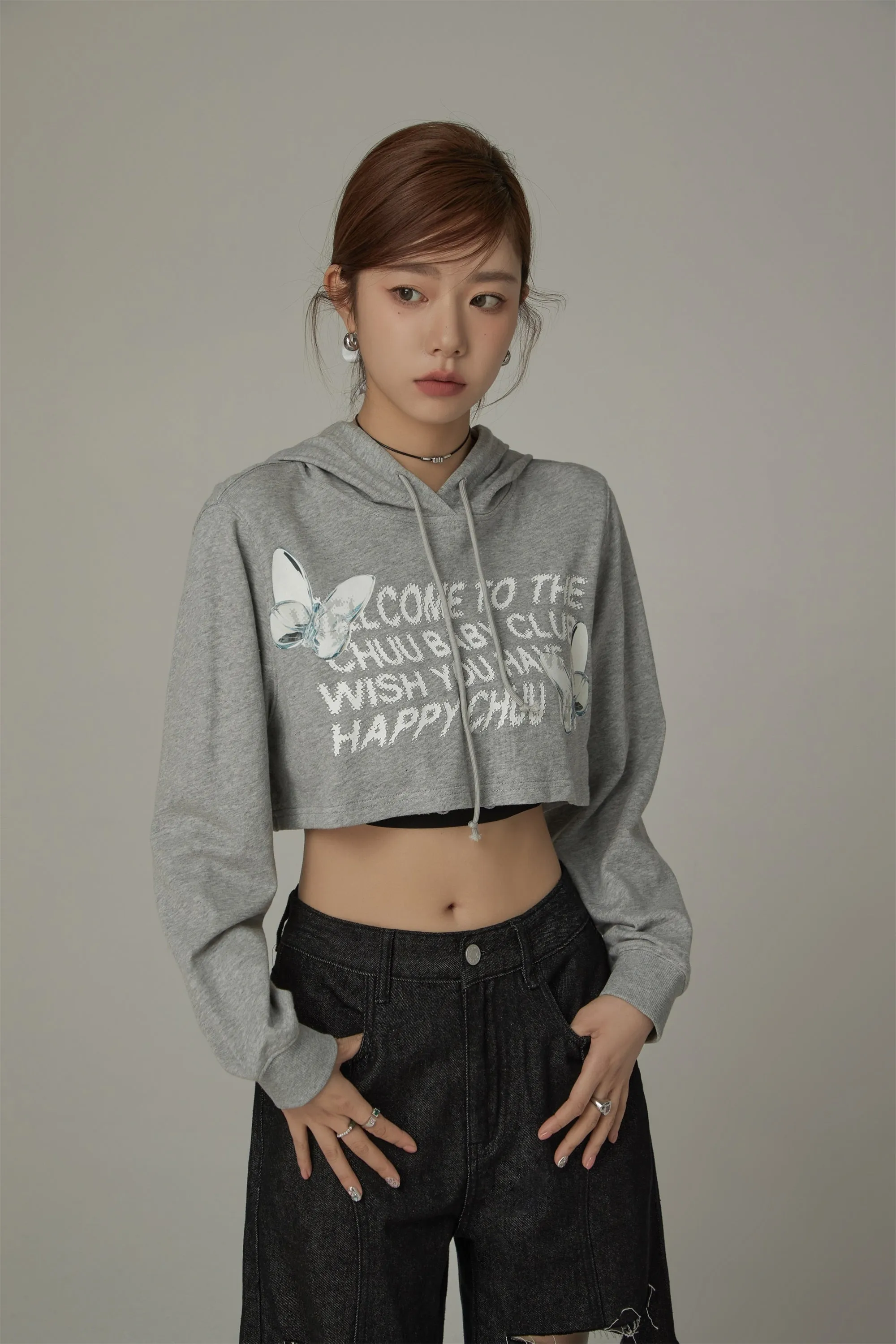 Butterfly Cropped Hoodie