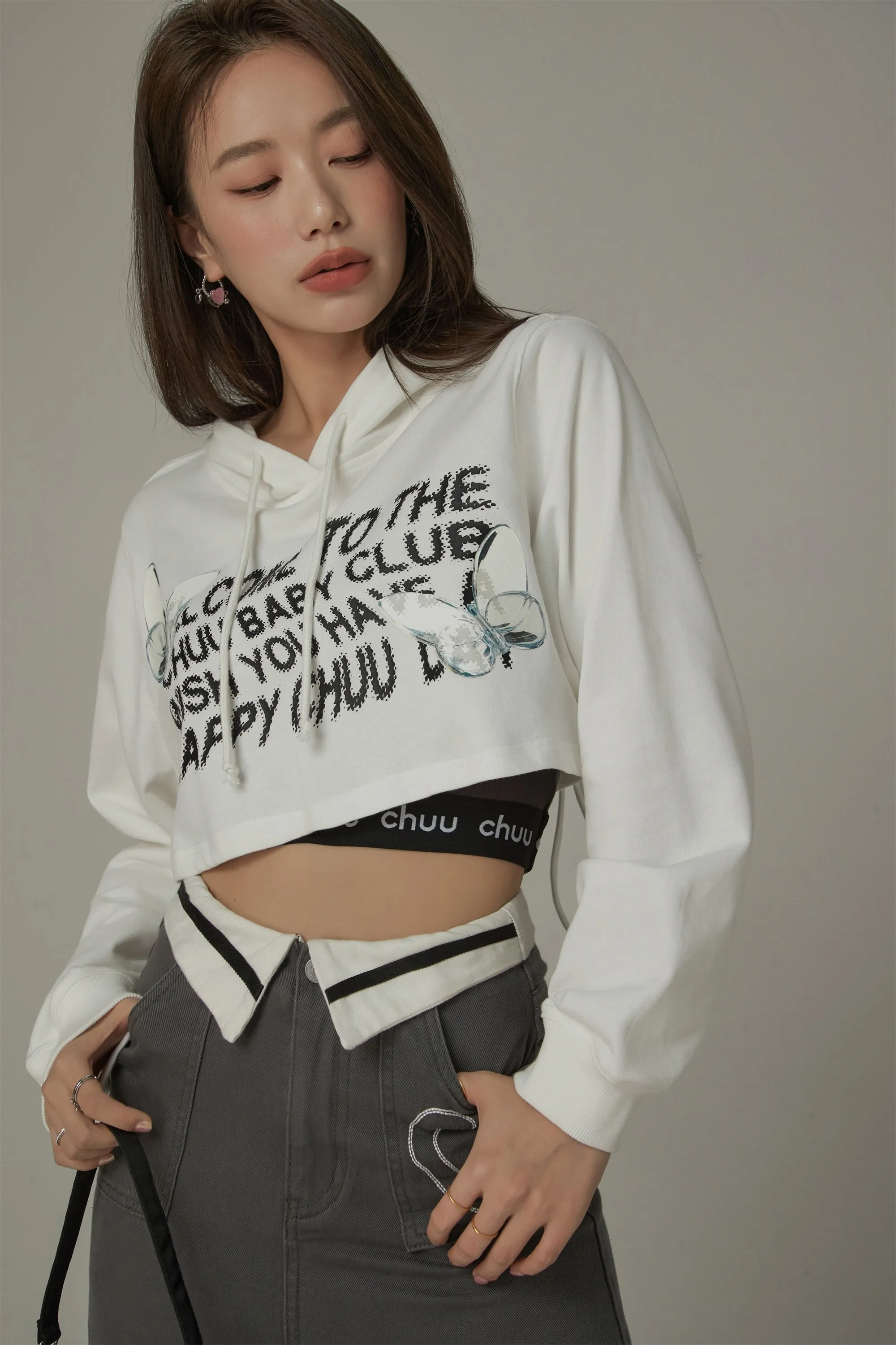 Butterfly Cropped Hoodie