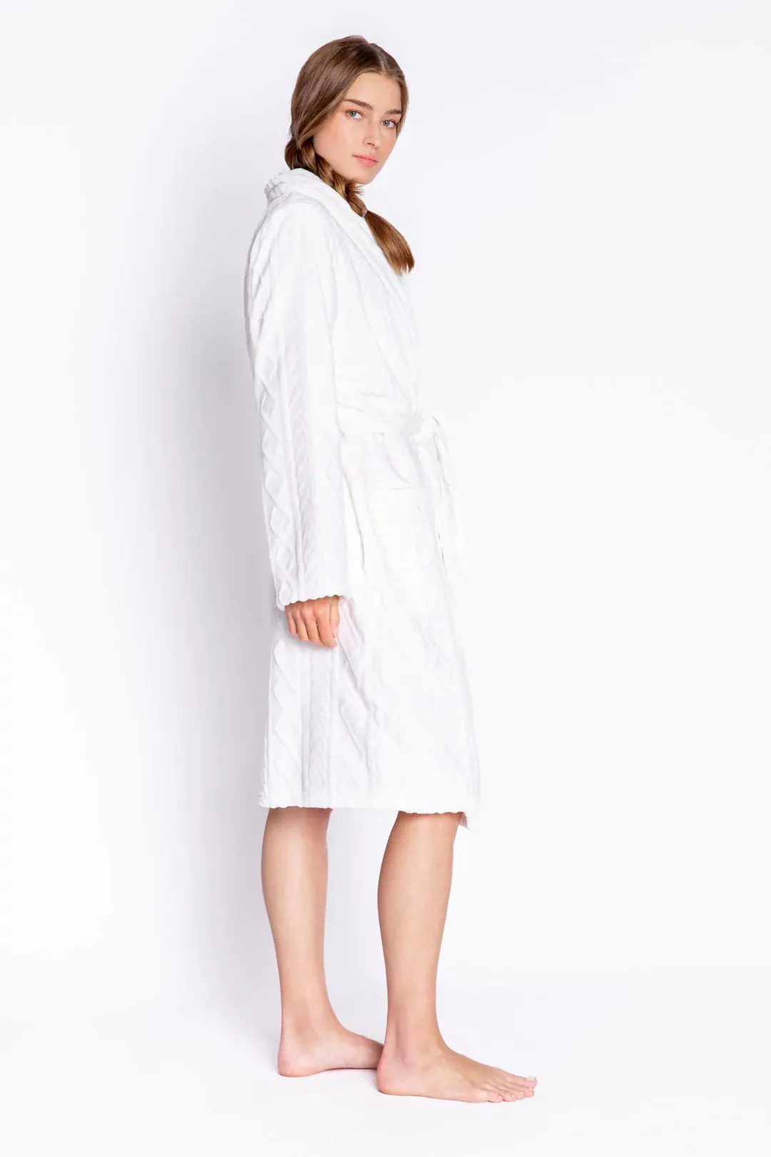 Cable Knit Robe in Ivory