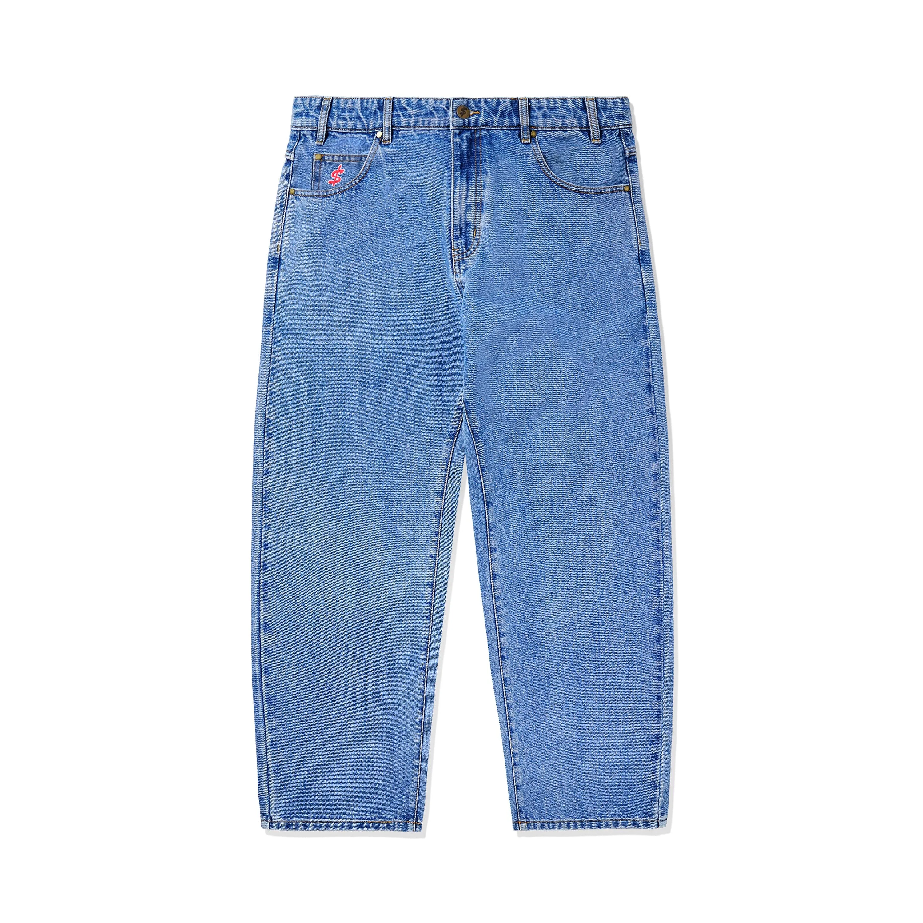 Cash Only Logo Baggy Denim Jeans - Washed Indigo