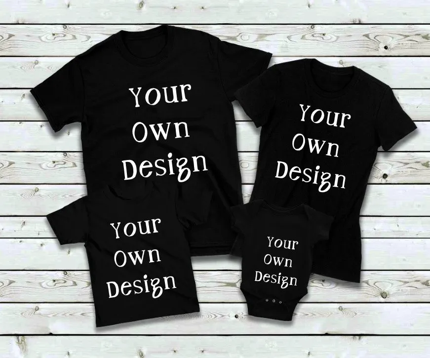 Custom Print T-Shirts - Available for All Ages and Sizes - White/Black