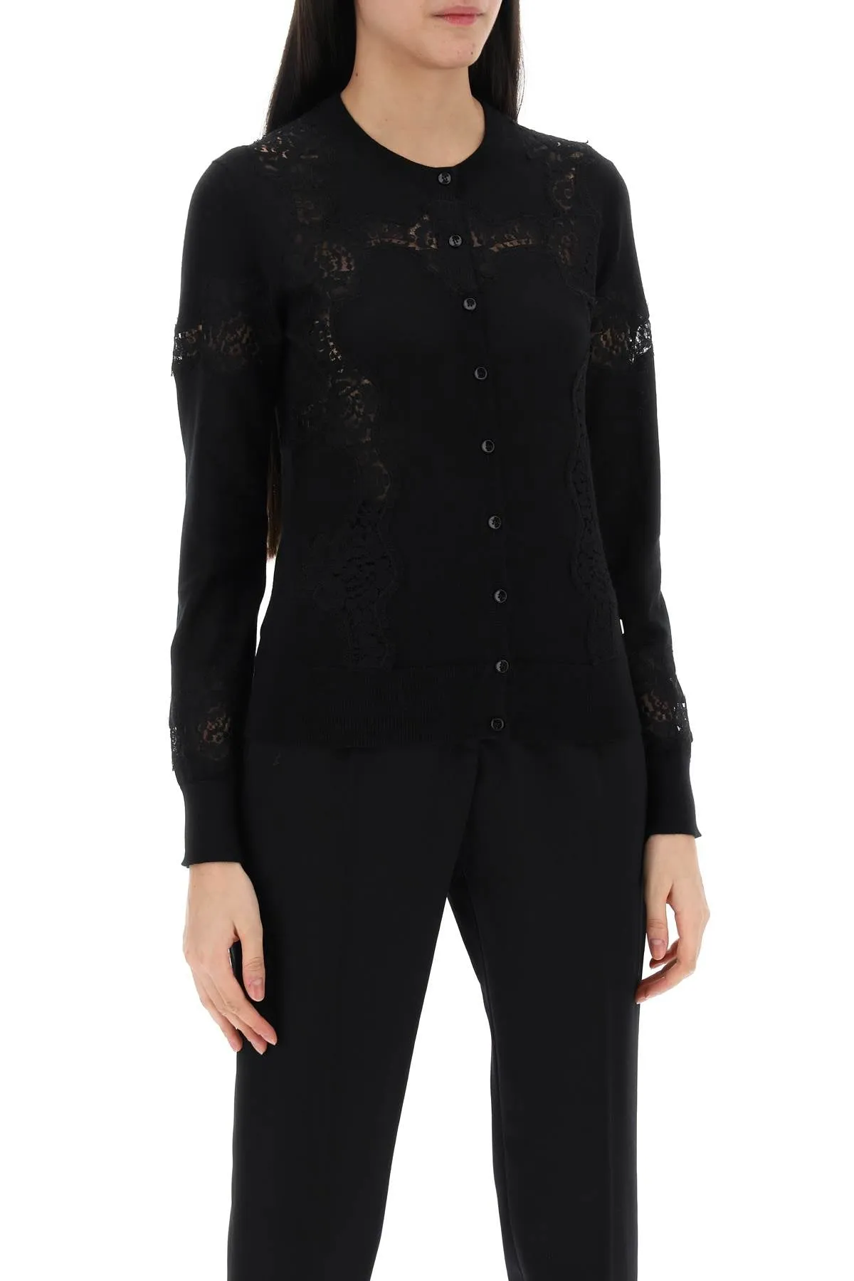 Dolce & gabbana lace-insert cardigan with eight