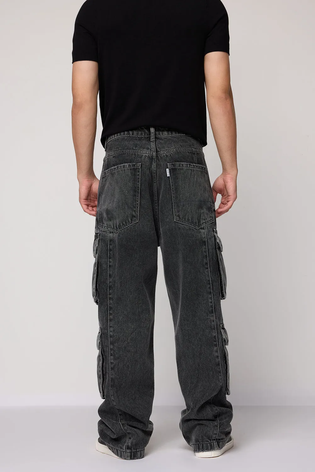 Faded Slate Utility Men's Baggy Cargo Jeans