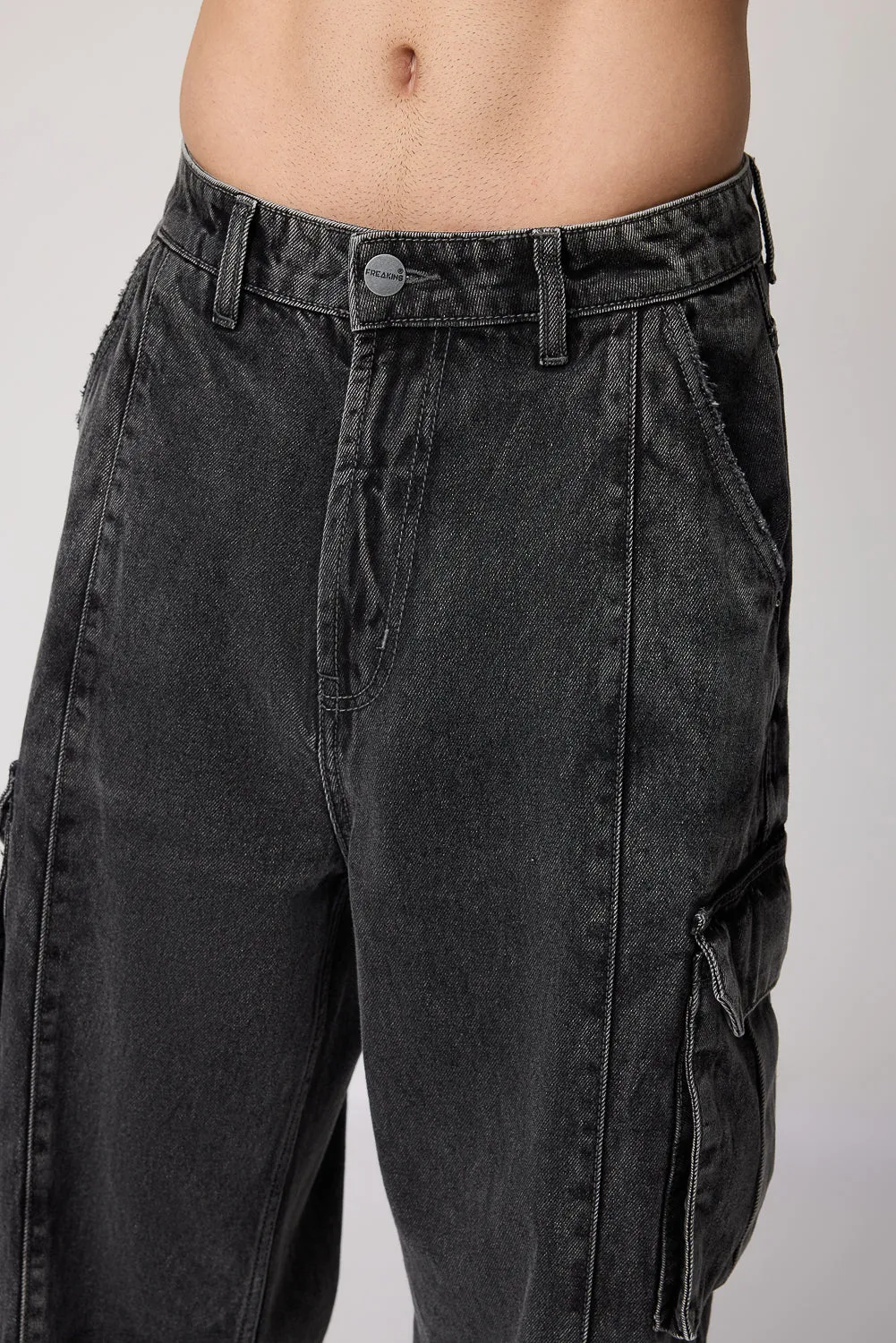 Faded Slate Utility Men's Baggy Cargo Jeans