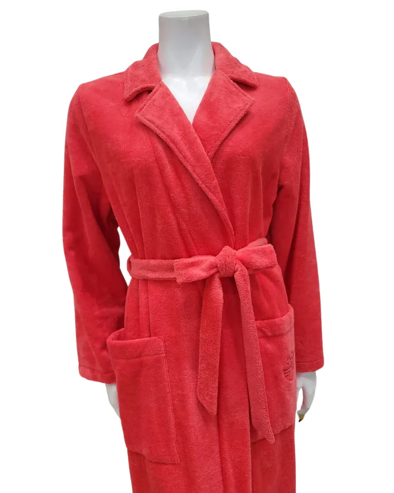 Feraud Paris Coral Plush Long Terry Wrap Bath Robe