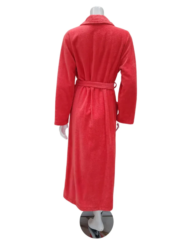 Feraud Paris Coral Plush Long Terry Wrap Bath Robe