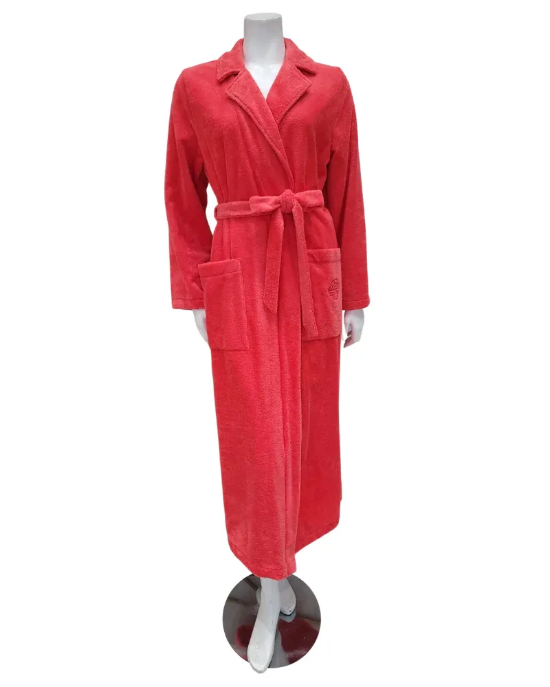 Feraud Paris Coral Plush Long Terry Wrap Bath Robe