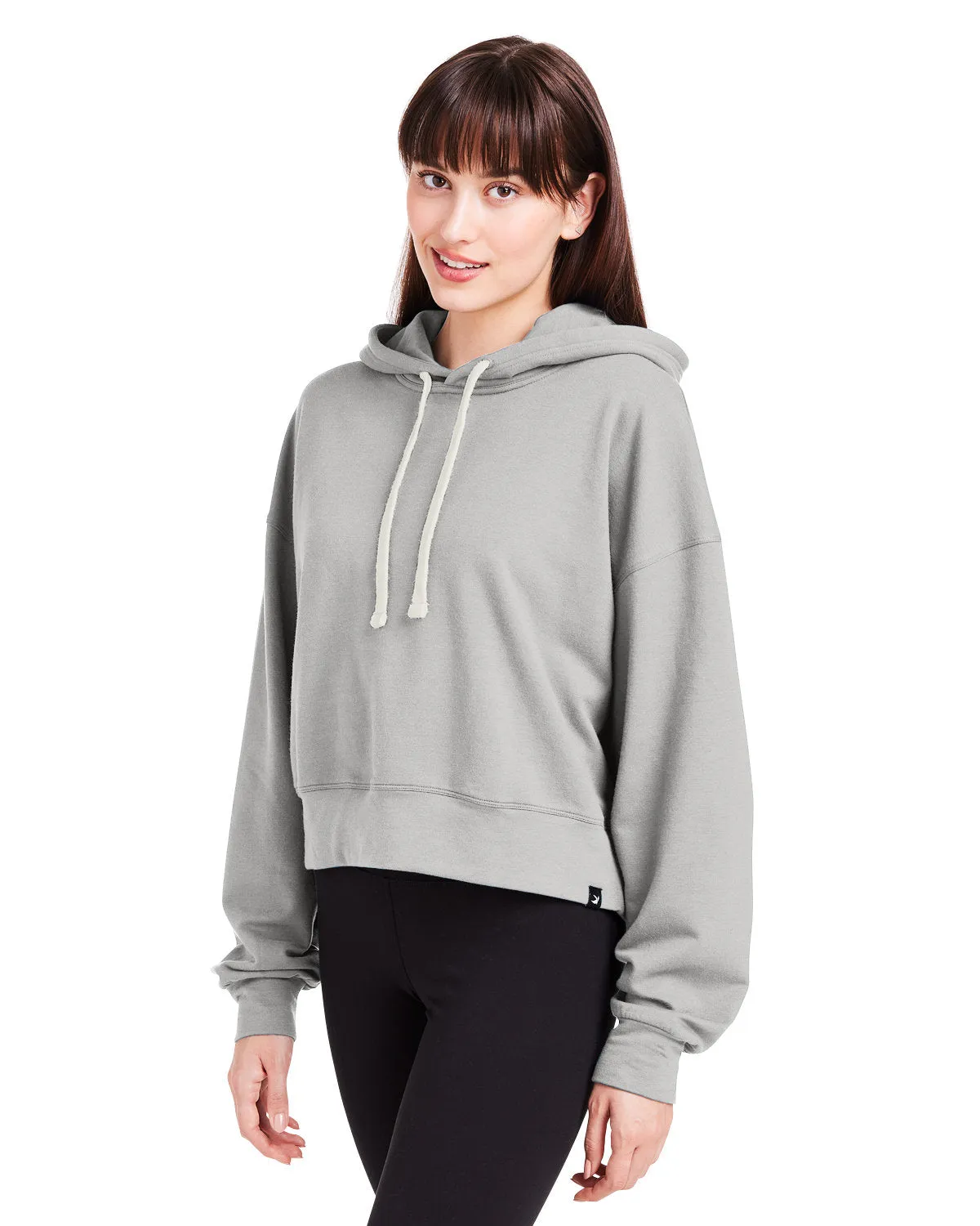 Glyder Ladies Vintage Oversized Cropped Hooded Sweatshirt