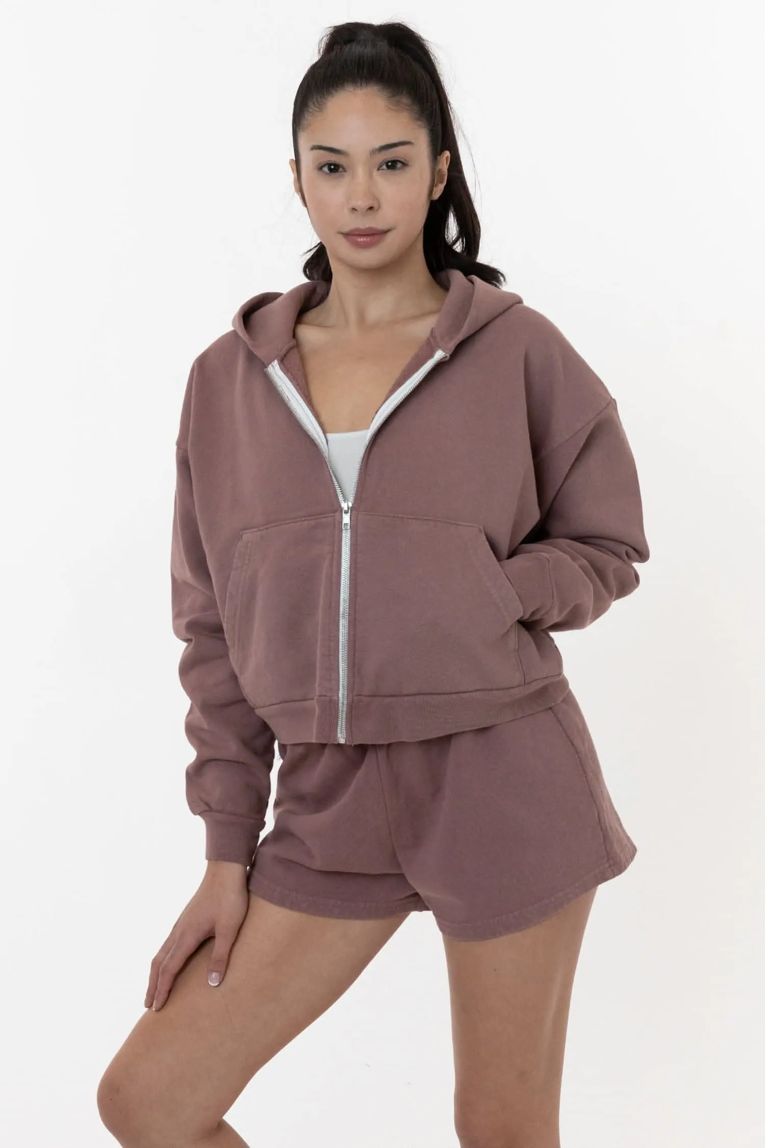 HF16 - Heavy Fleece Cropped Zip-Up Hoodie (Garment Dye)