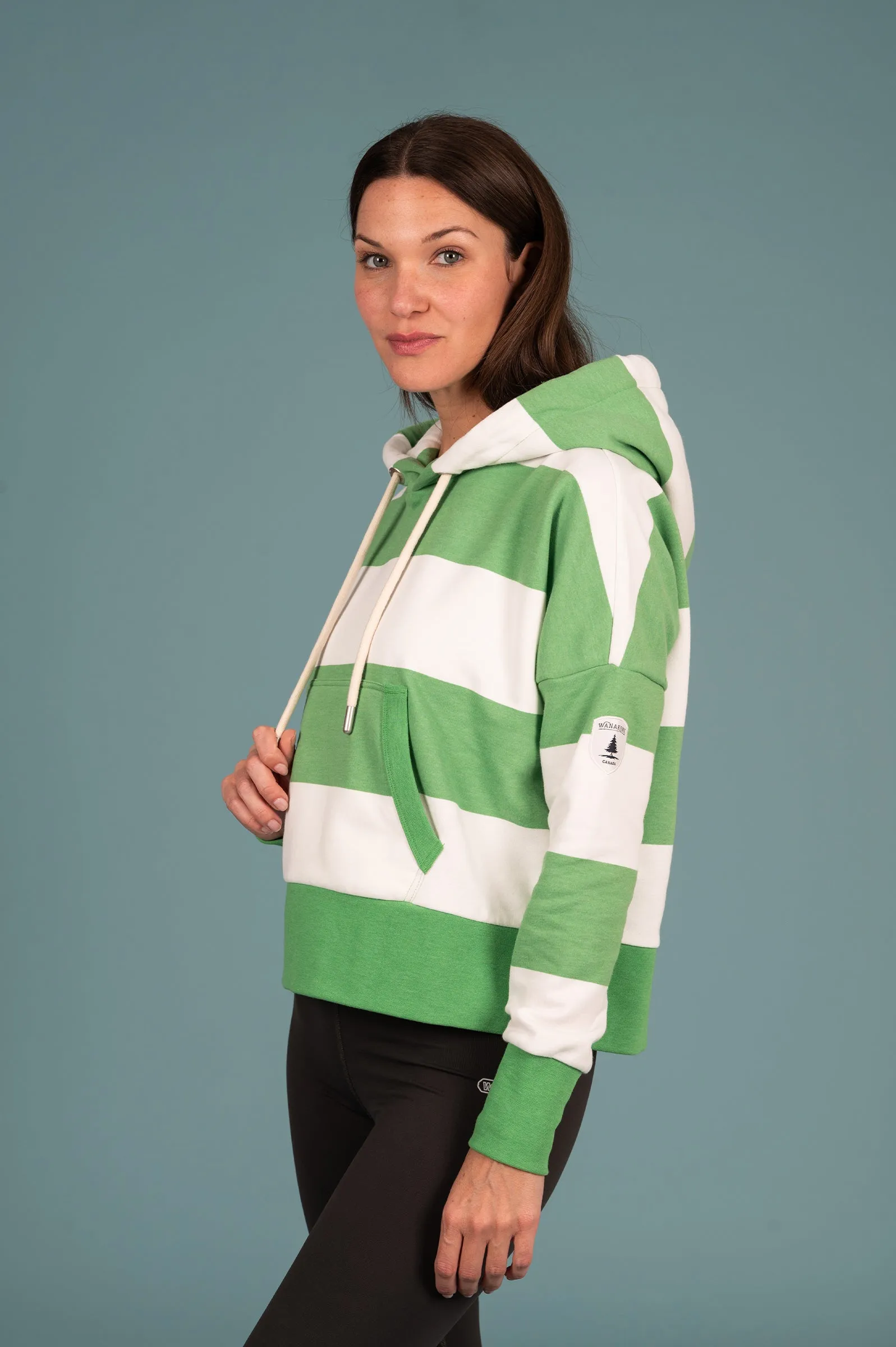 Hydron Cropped Hoodie Striped Wasabi