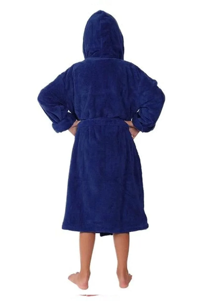 Kid's Fleece with Hooded Bathrobe, Warmth & Cozy, Soft & fast dry, (Navy)