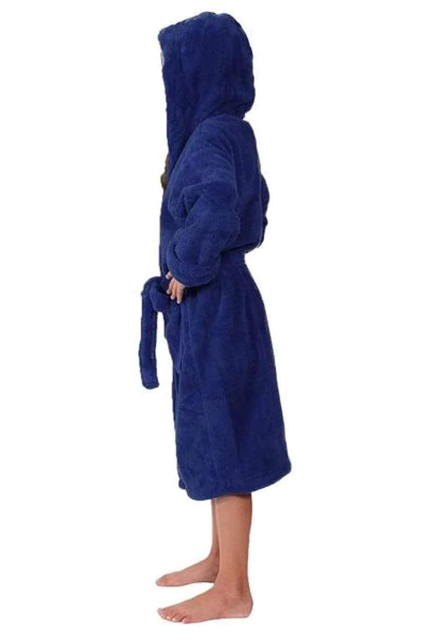 Kid's Fleece with Hooded Bathrobe, Warmth & Cozy, Soft & fast dry, (Navy)