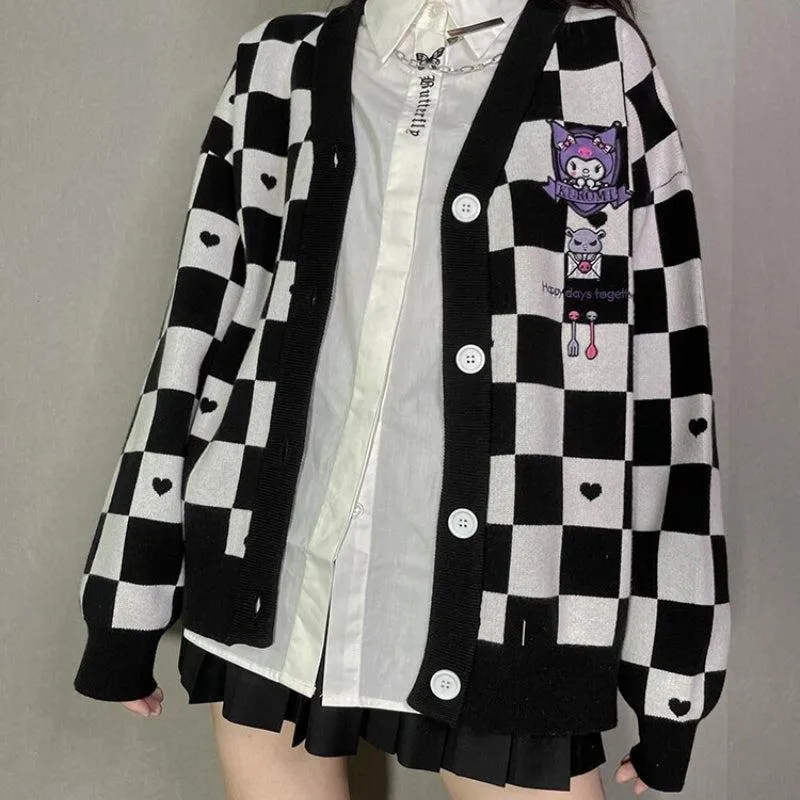 Kuromi Buttoned Black Cardigan