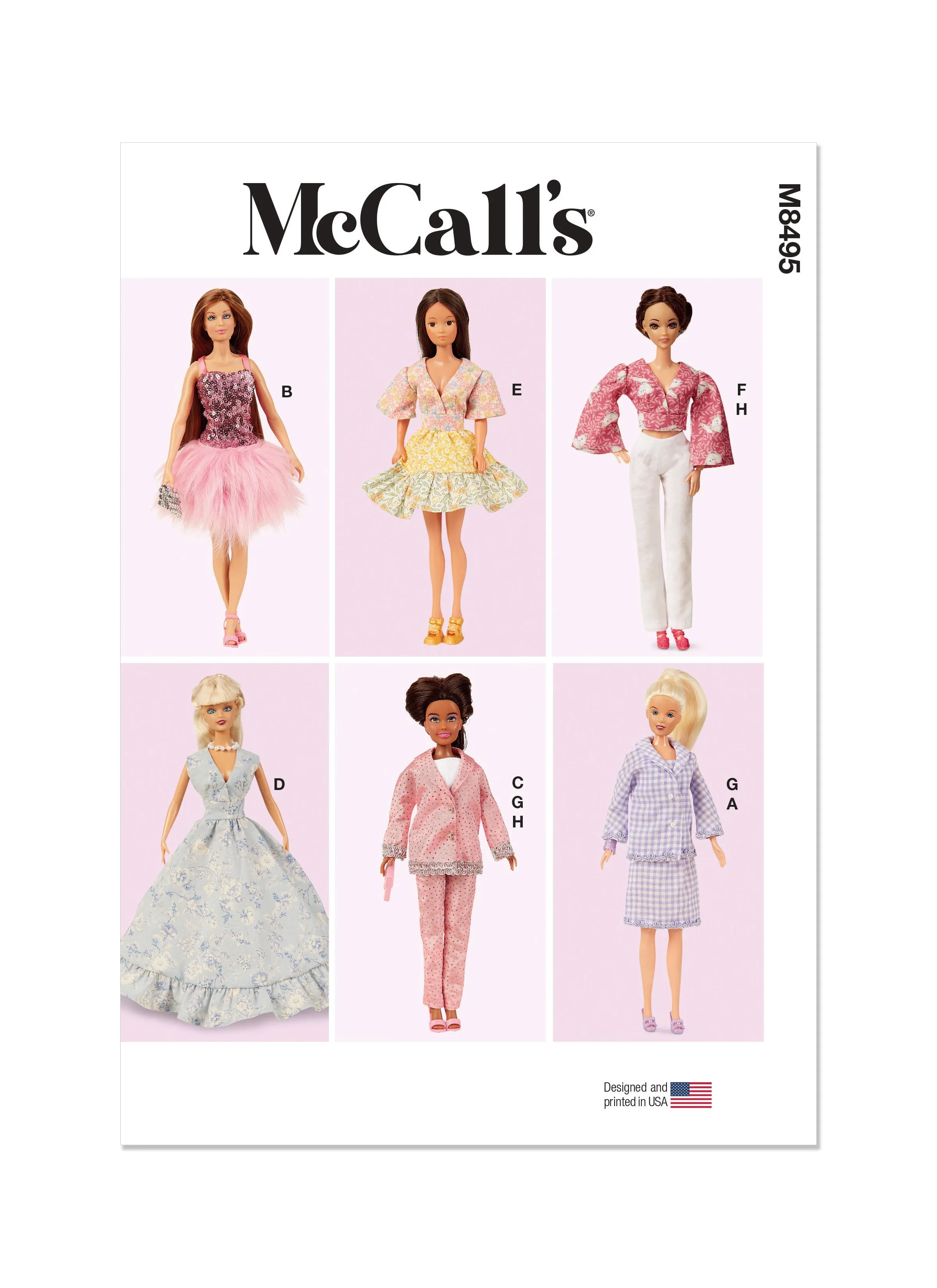 McCall's Sewing Pattern 8495 11-1/2" Fashion Doll Clothes