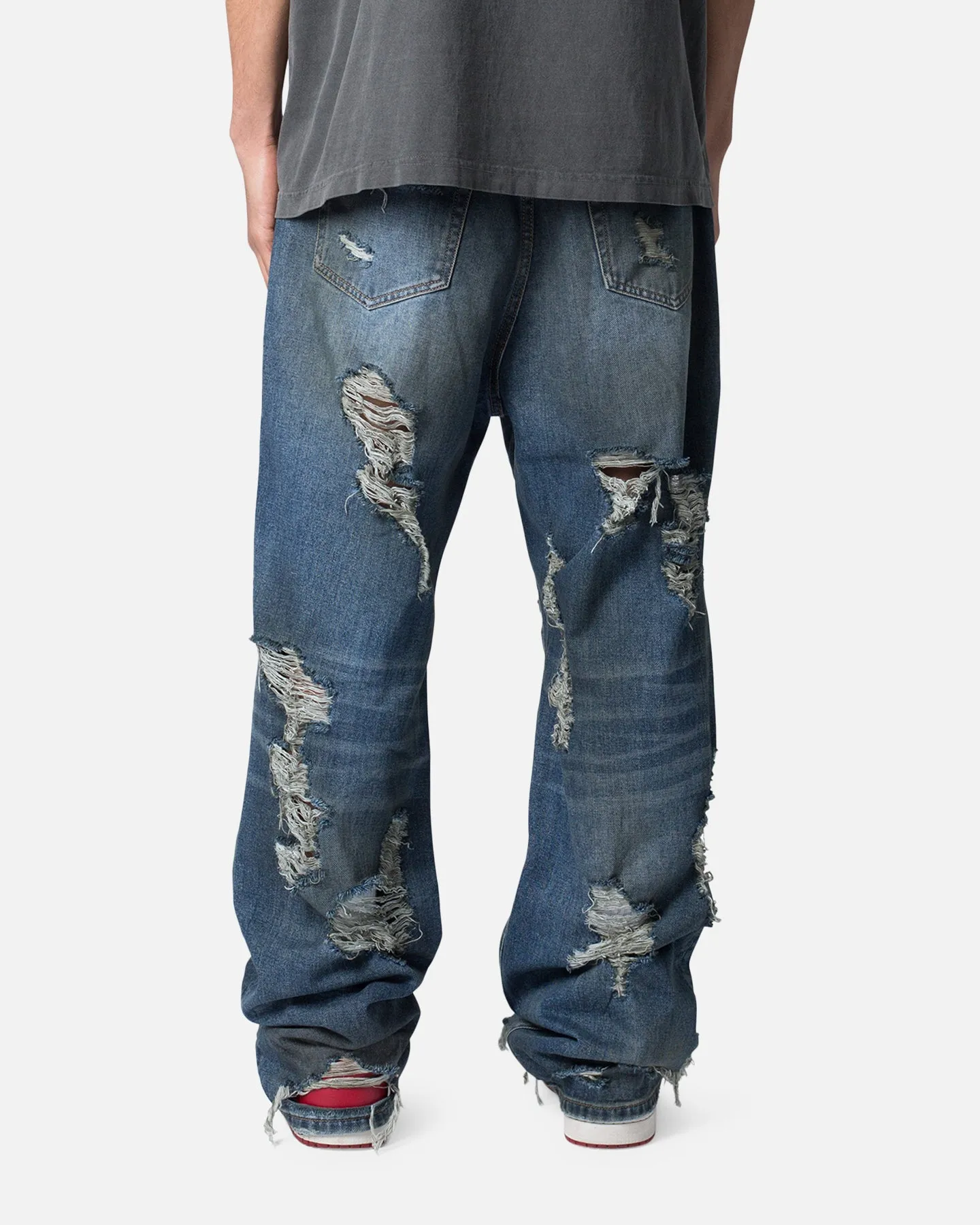 MNML Ultra Baggy Decimated Denim Jeans Blue