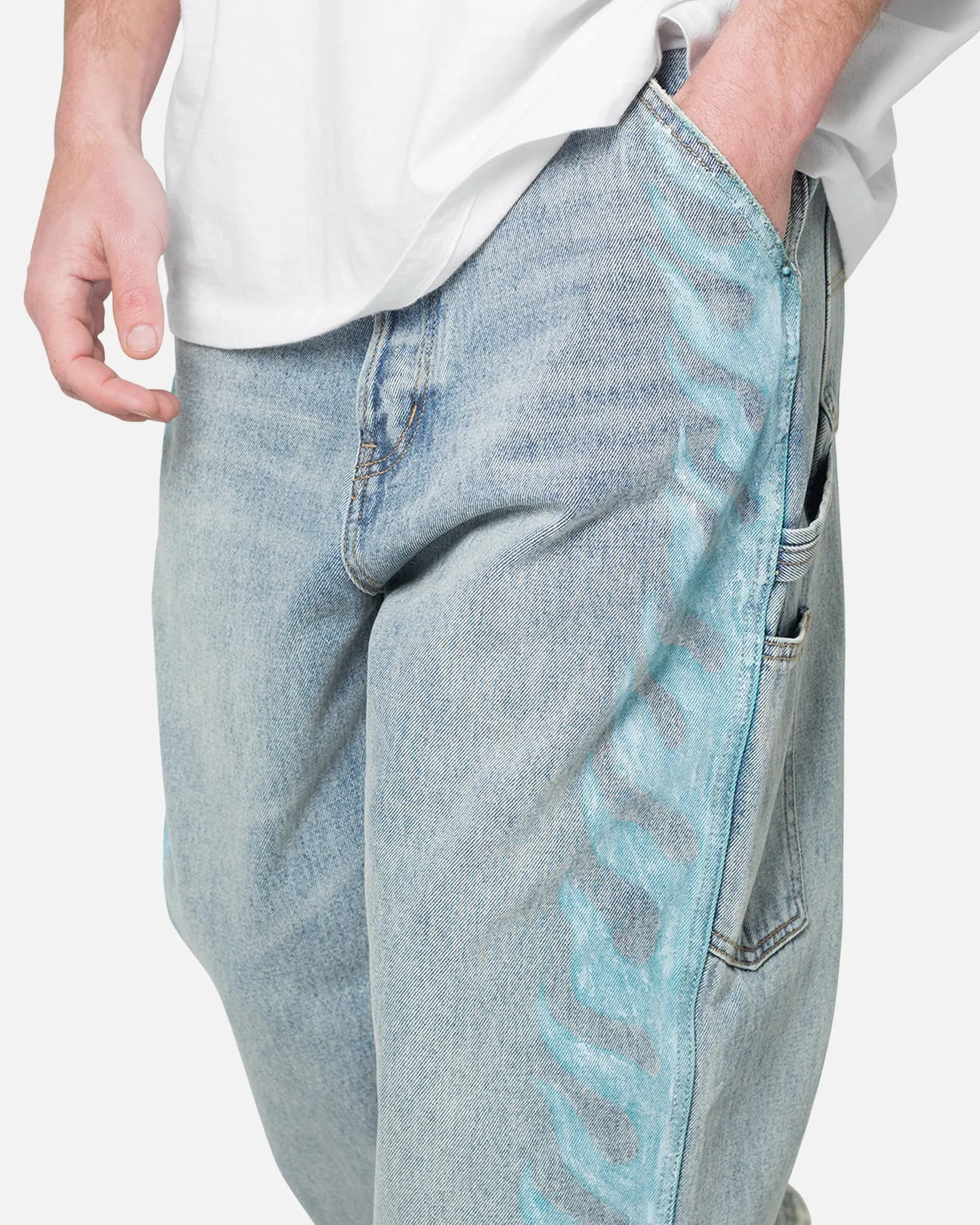 MNML Ultra Baggy Side Panel Denim Jeans Blue