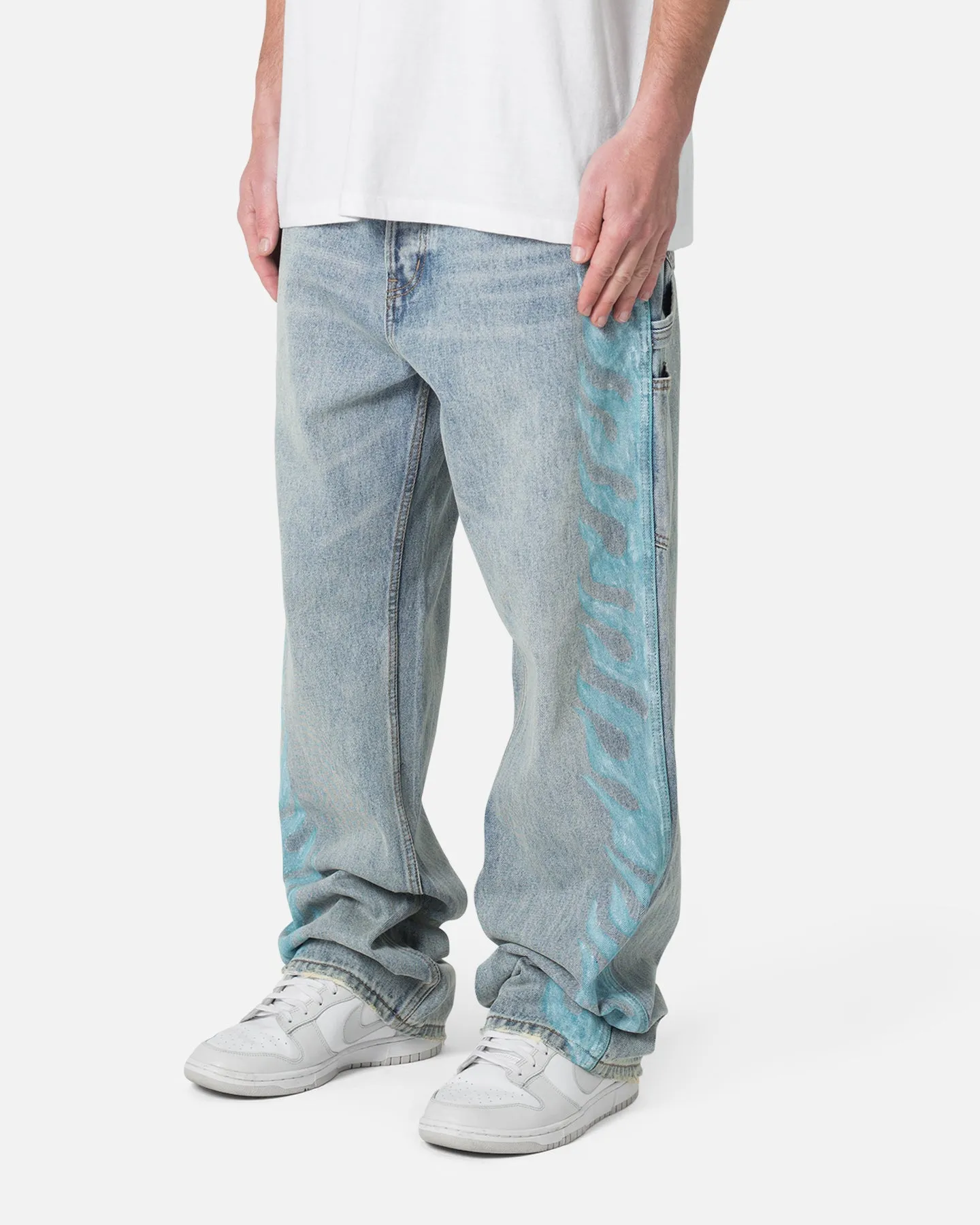 MNML Ultra Baggy Side Panel Denim Jeans Blue