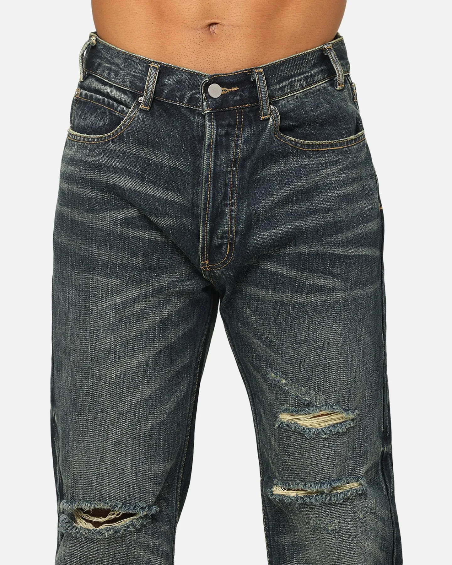 MNML V726 Distressed Baggy Denim Jeans Blue