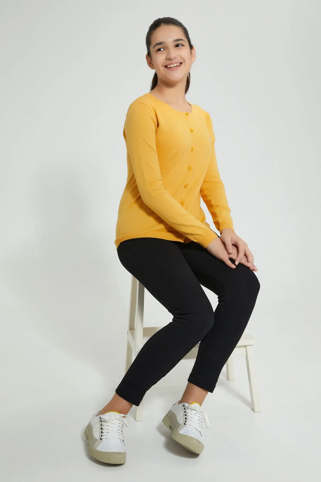 Mustard Buttoned Cardigan