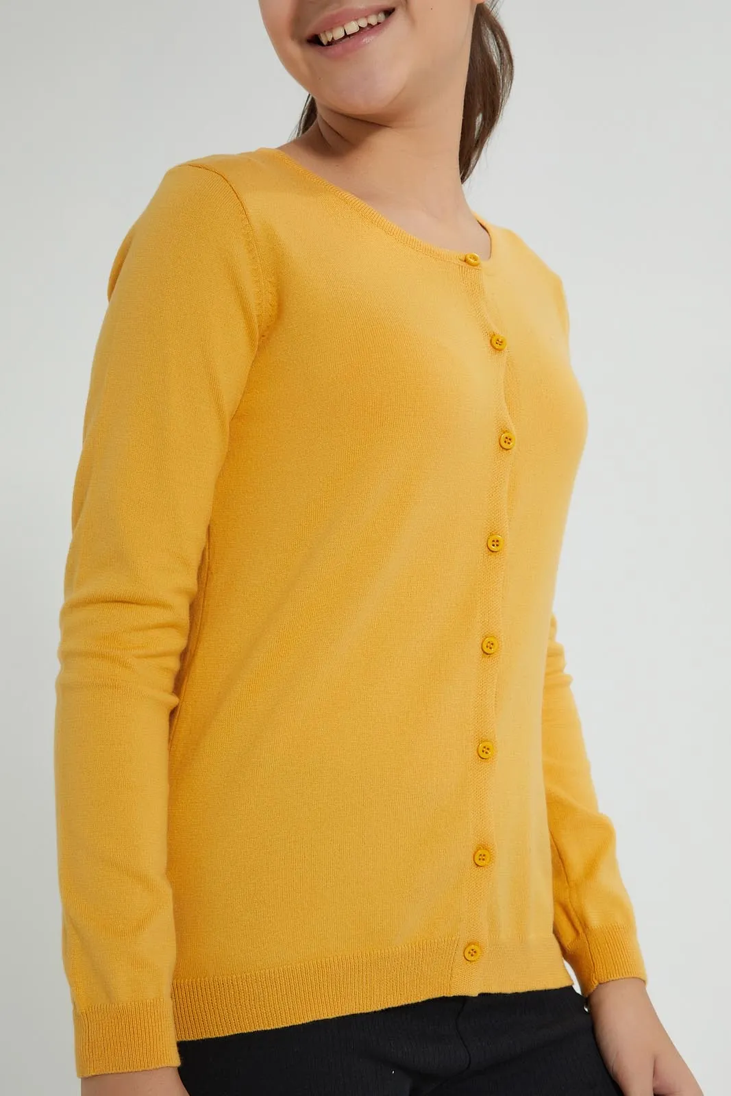 Mustard Buttoned Cardigan