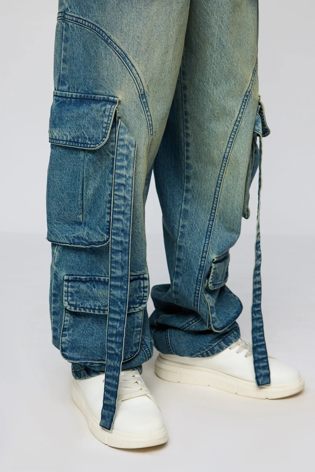 Mystic Blue Men's Baggy Cargo Jeans