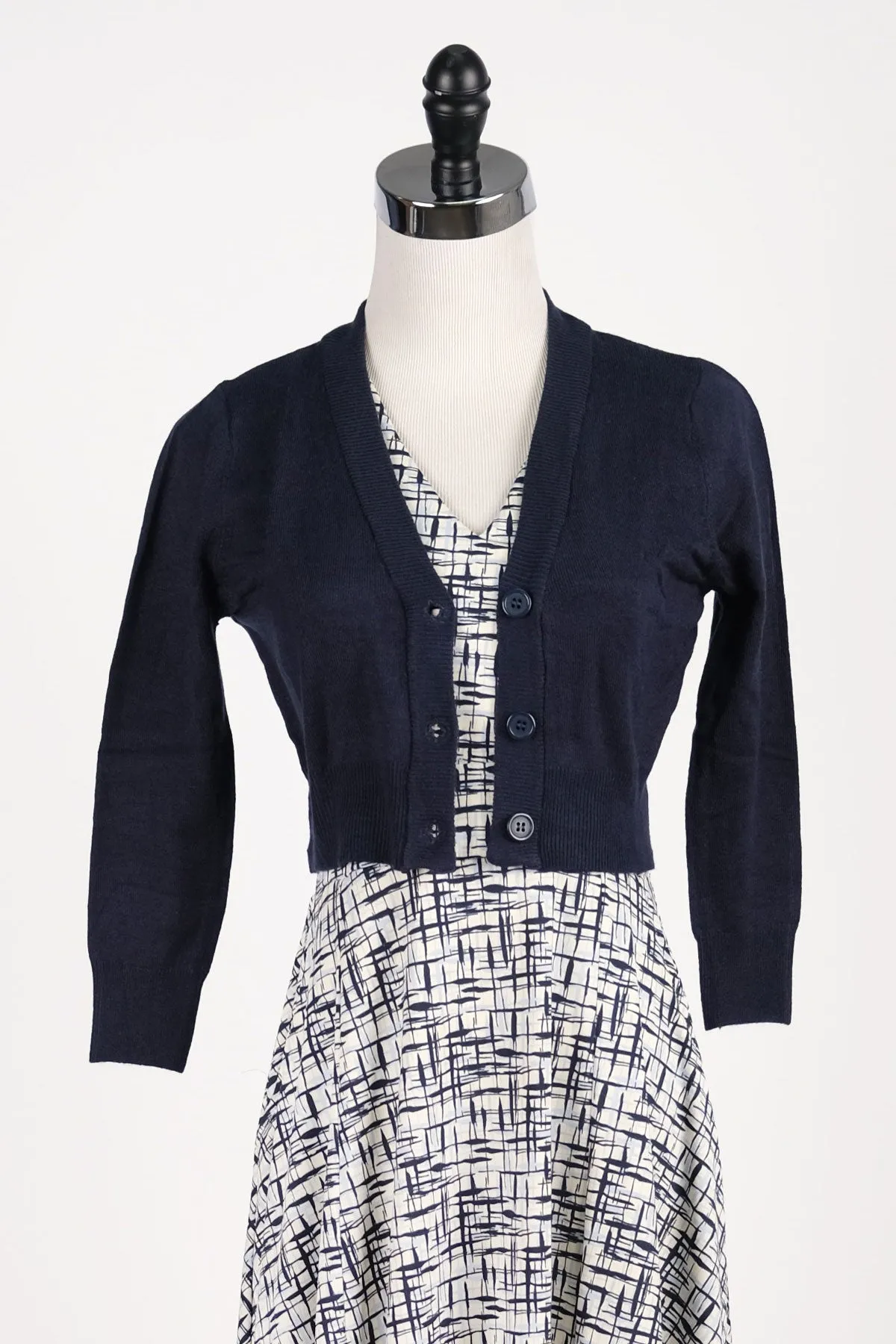 Navy Cropped Cardigan