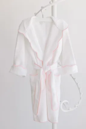 Pink Scalloped Trim Hooded Bathrobe