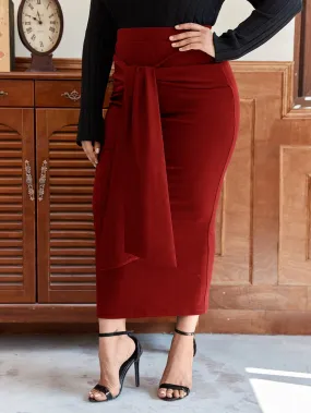 Plain Knot Long Plus Size Skirts