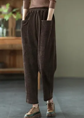 Plus Size Chocolate Pockets Warm thick Fleece Pants Winter