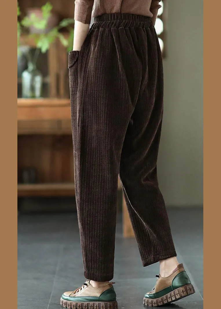 Plus Size Chocolate Pockets Warm thick Fleece Pants Winter