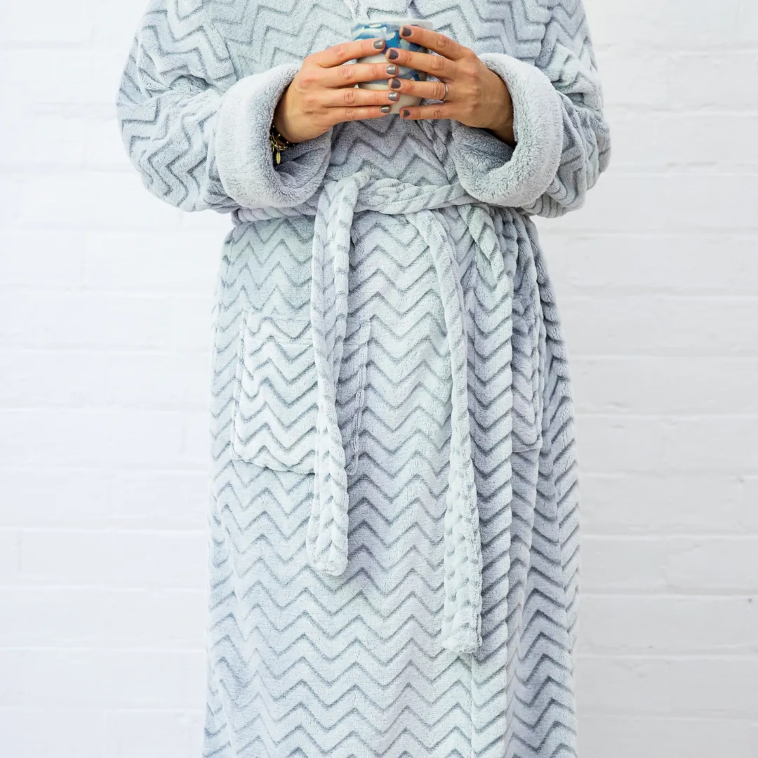 Plush Robe Zig Zag - Grey