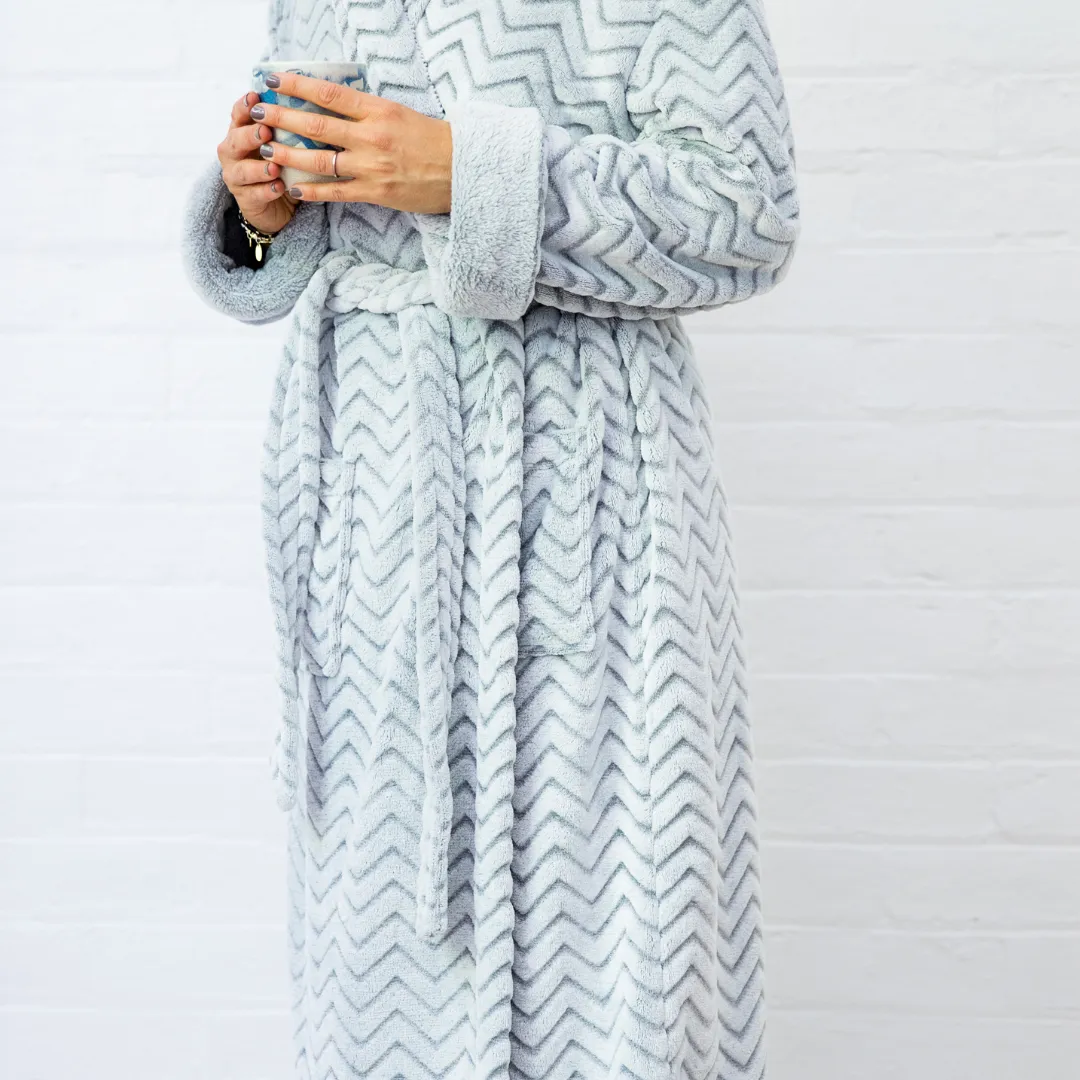 Plush Robe Zig Zag - Grey