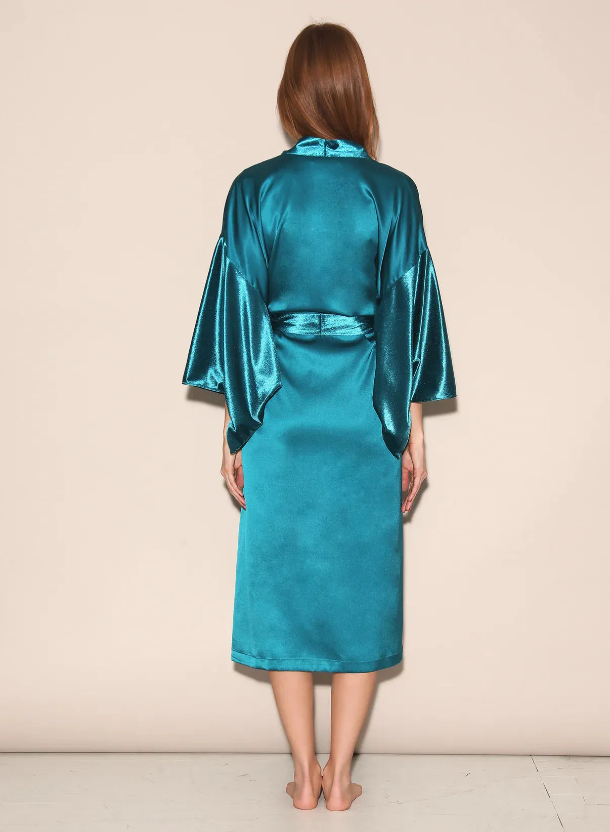 Silk & Velvet Robe in Aquamarine