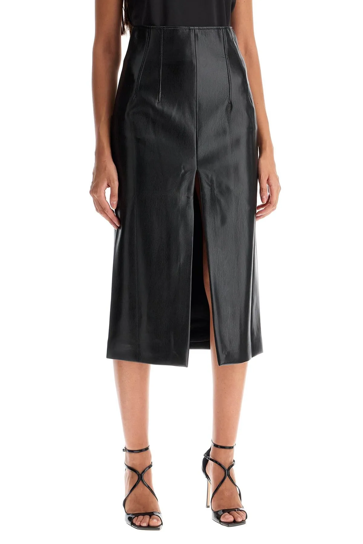 THE ANDAMANE pencil skirt in faux leather material