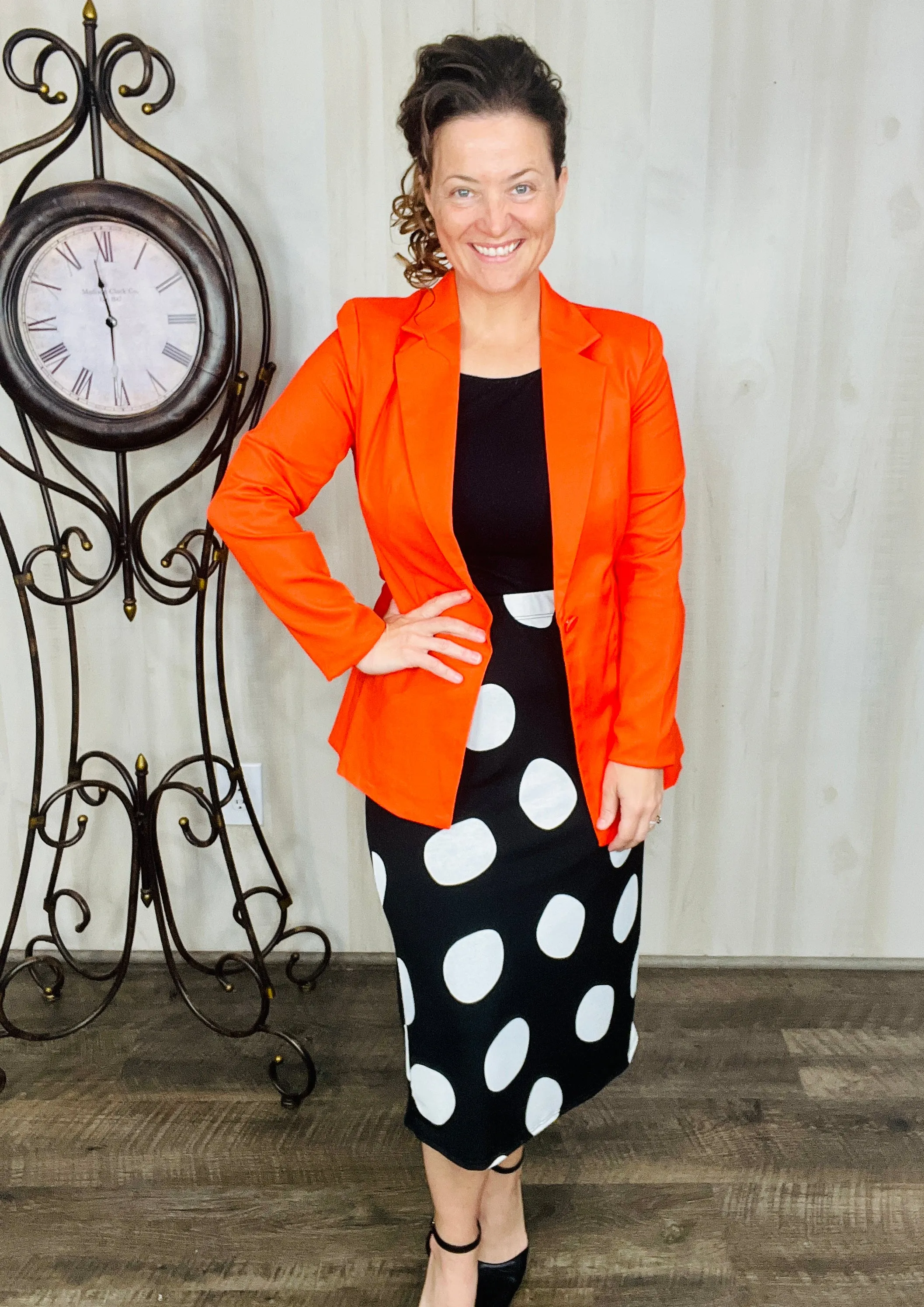 Tracy Long Sleeved Blazer- Orange